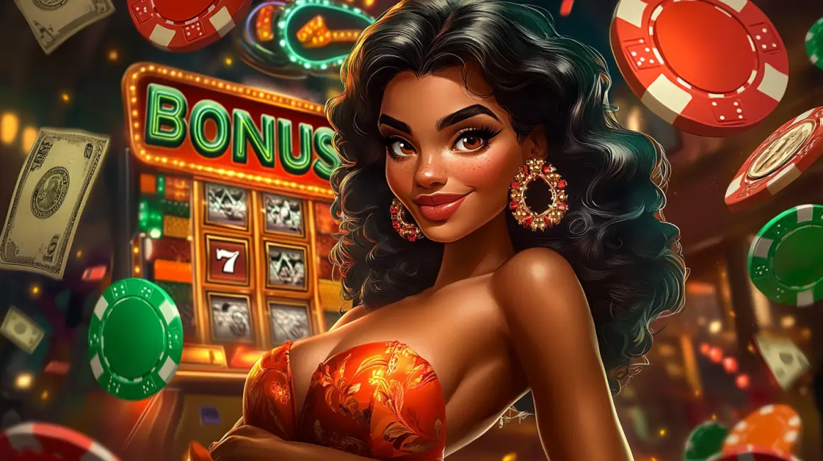 A bowl of coins and drinks with 'BONUS WIN 50X' text, alongside a cute cat character, highlights the massive win potential and fun bonuses at KING1.