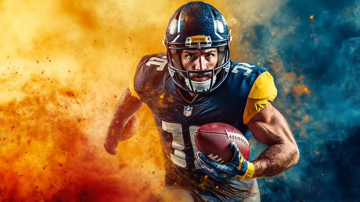 A team of powerful American football players stands ready for the game, representing the thrilling, high-stakes betting opportunities you can find for the NFL at KING1.